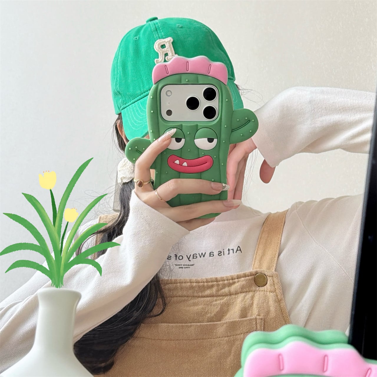 かわいい サボテン iPhone 18 17 16 15 14 13 ケース シリコン 耐衝撃