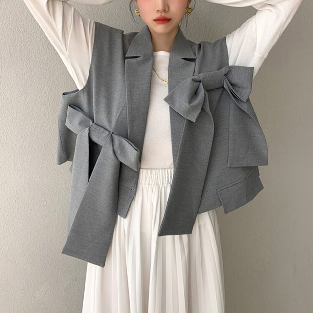 Gray Ribbon Vest / グレー リボン ベスト