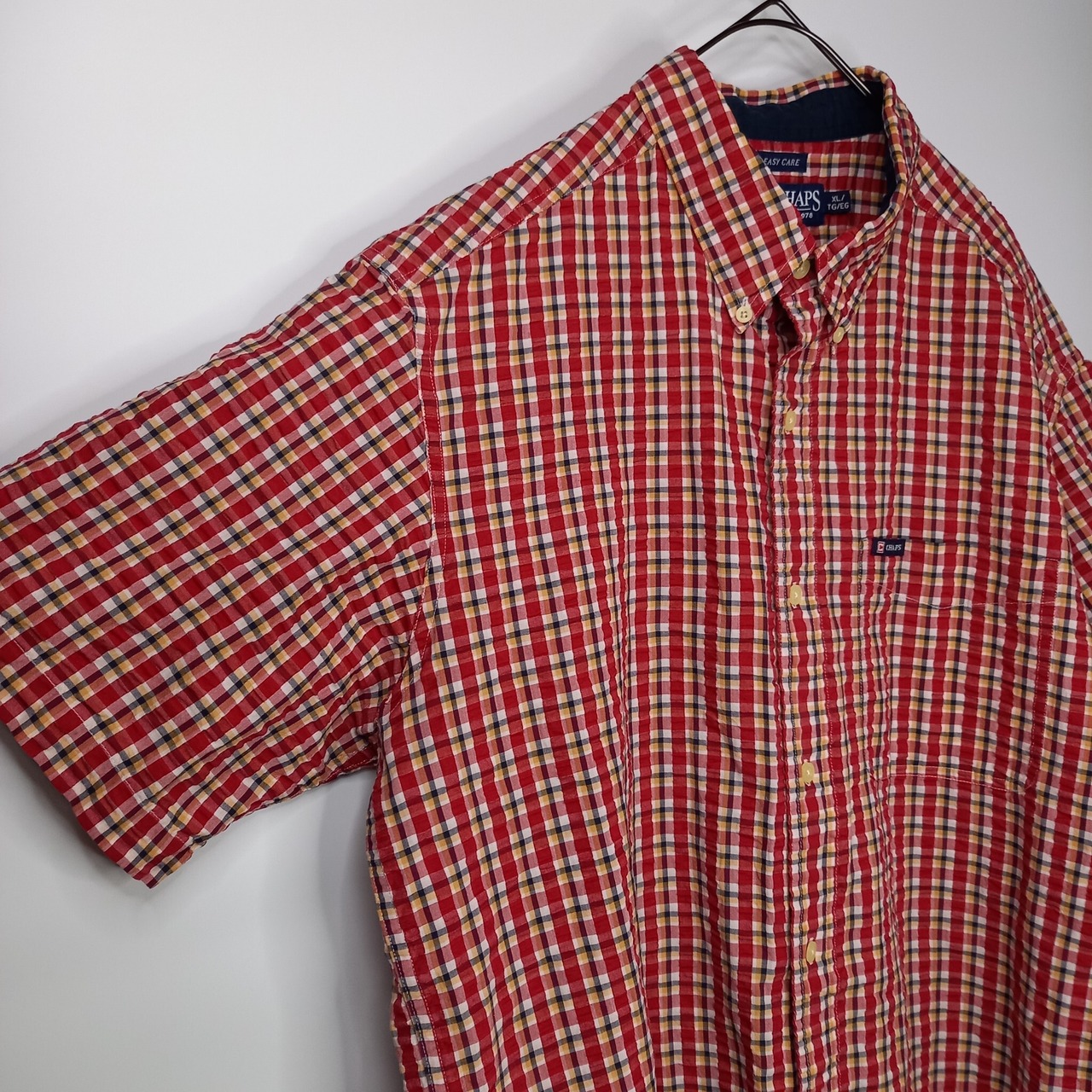 チャップス　シアサッカー　BDシャツ　半袖　オーバーサイズ　チェック　XL