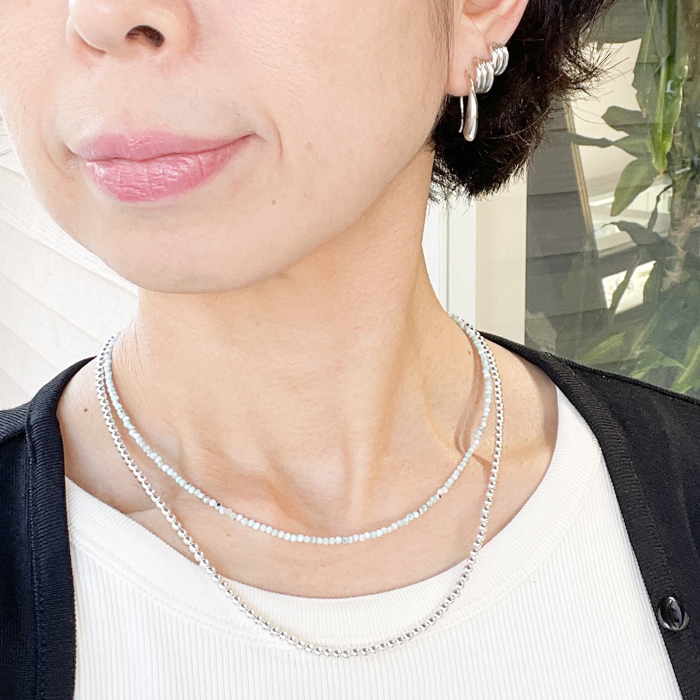 ナバホパール ネックレス 丸玉 3mm 45cm シャイニー 《Indian ナバホパール ネックレス 丸玉 3mm 45cm シャイニー 《Indian