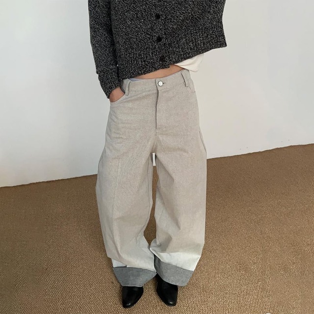 COLN巻き返しデザイングレーデニムパンツ