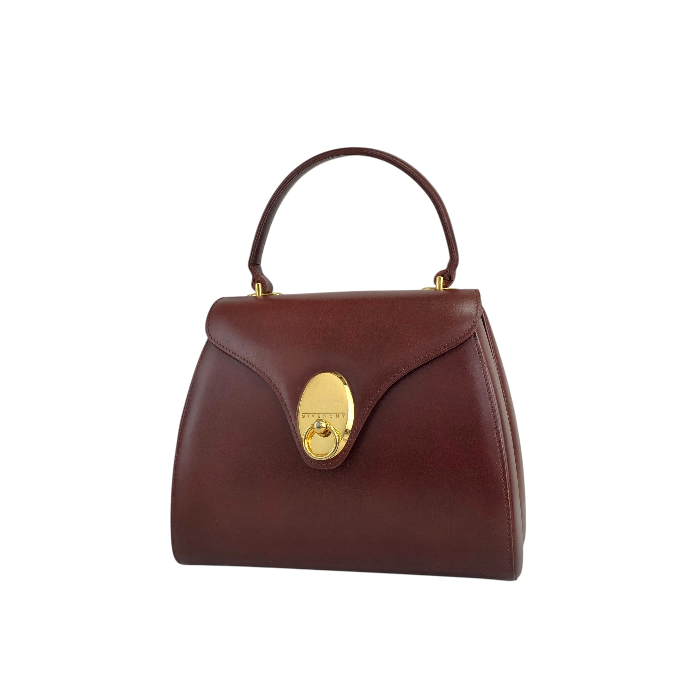 美品 GIVENCHY ジバンシー 4Gロゴ ビッグロゴ フォーマルバッグ 茶 