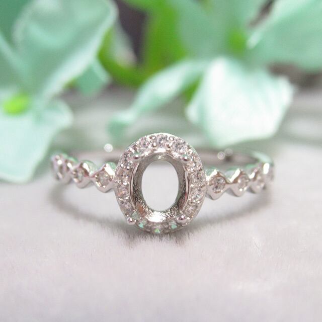 アウトレット5×4㎜ CZフレーム ダイヤCZライン S925 リング台 SV