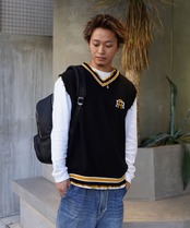 【#Re:room】ICON EMBROIDERY KNIT VEST［REK131］