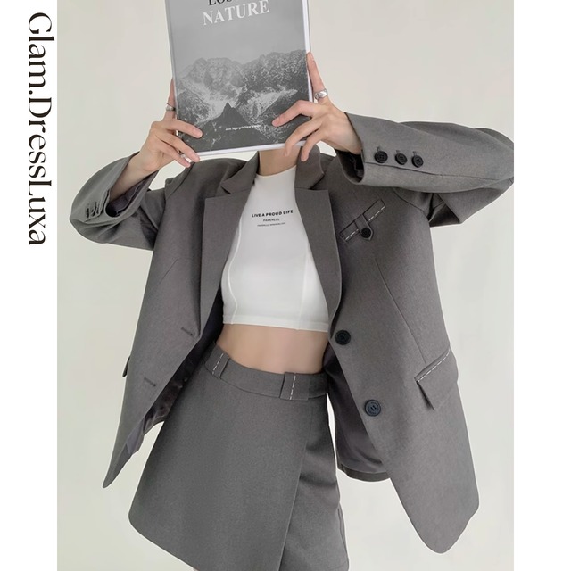 クラシカルステッチ ジャケット＆ミニスカ セットアップ/2color_ST30