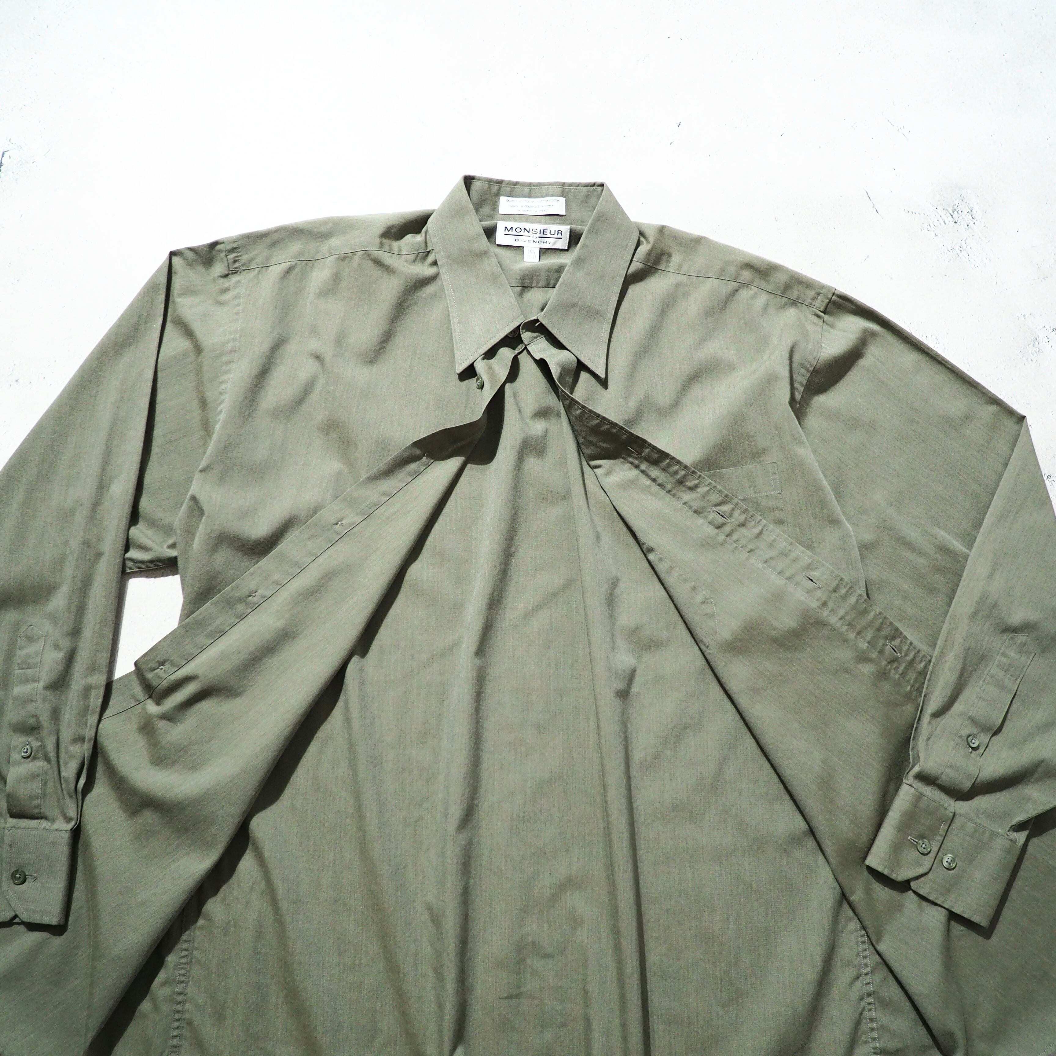 1990s " Monsieur by GIVENCHY " Beautiful Moss green color vintage Dress shirt