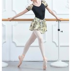 フラワープリント ショートスリーブ スカート付きレオタード L1298