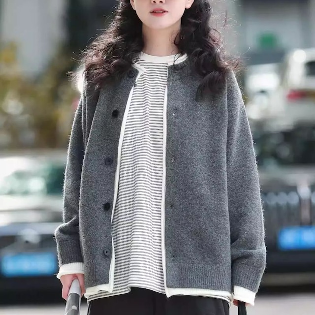 Round neck knit cardigan M15134