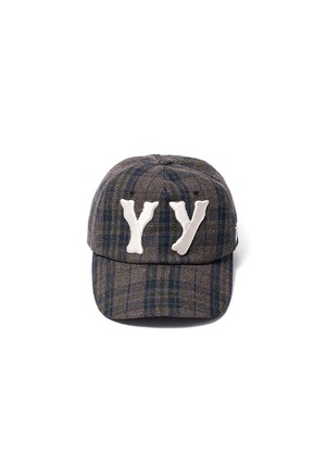 [OPEN YY] YY CHECKERED HEART BONE BALL CAP, BROWN 正規品 韓国ブランド 韓国通販 韓国代行 韓国ファッション オープン ワイワイ 日本 店舗