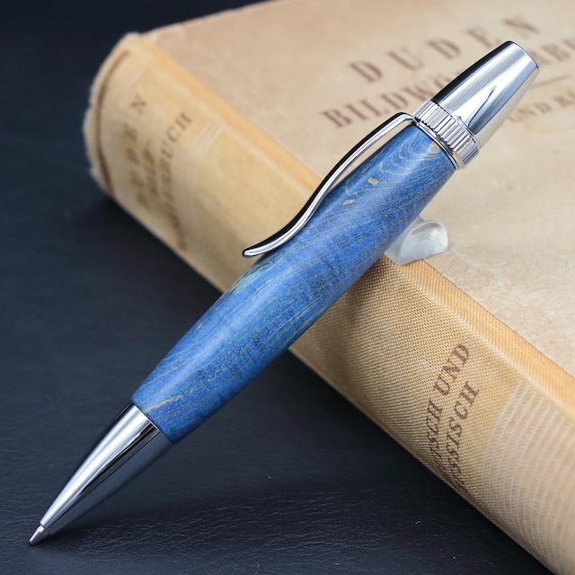 「スタビライズドウッド メイプル 縮杢 ブルーファントム・Chouette」木軸ペン 銘木ボールペン Viriditas ジェットストリーム芯対応