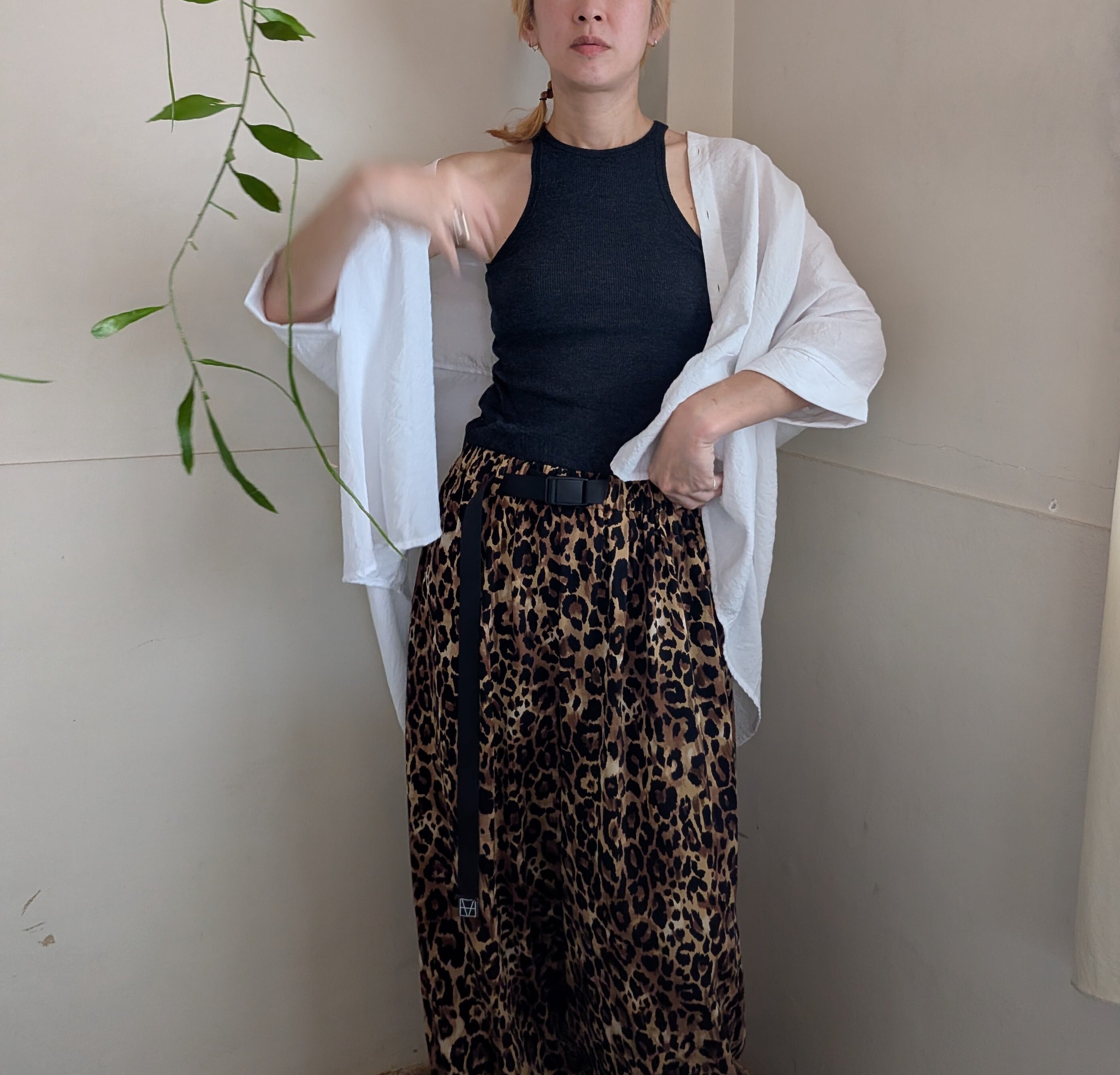M53. ］エムゴーサン / BELTED LEOPARD PANTS / BROWN | 服と雑貨ume