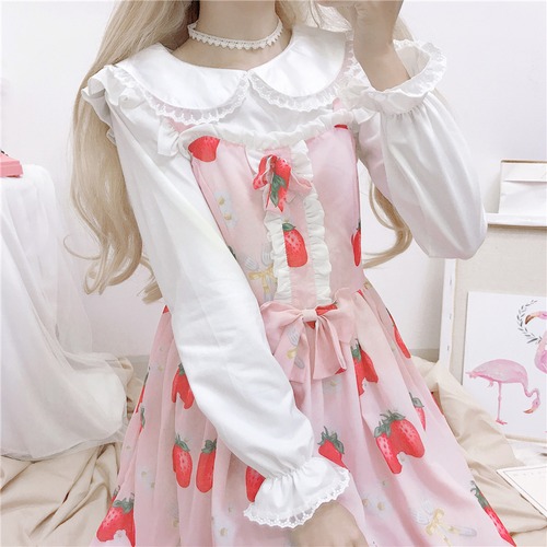 ✞ レーススリーブトップス ♡白シャツブラウス ホワイト スウィート ✞ゴスロリ SM ミリ 甘ロリ クラロリ 和ロリ エレガント 黒ロリ 姫ロリ 華ロリ BB-BB75204365619