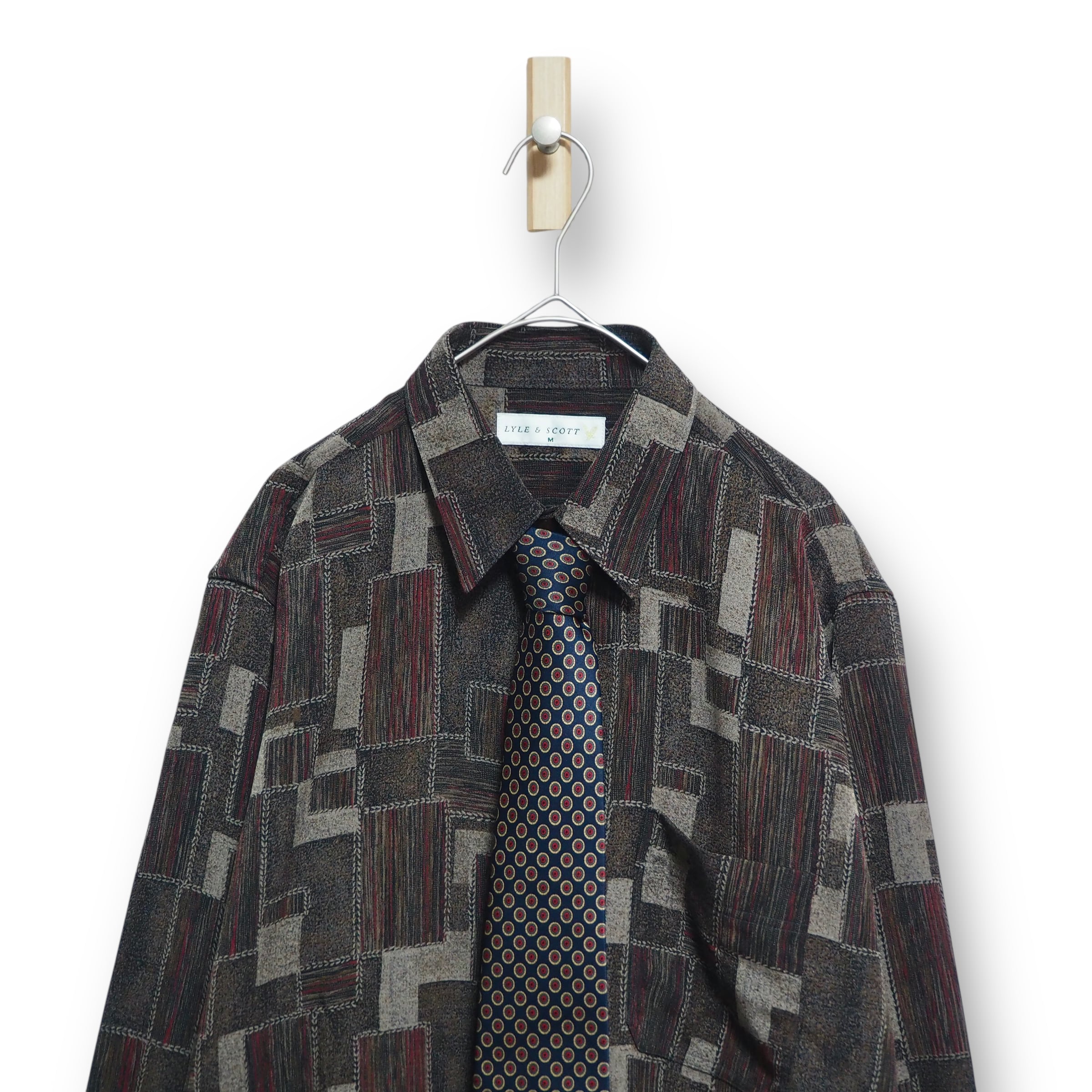 【VINTAGE】長袖デザインシャツ+ネクタイ