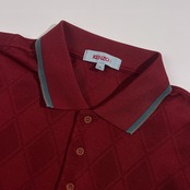 希少 レア ビンテージ KENZO GOLF ケンゾー ゴルフ アーガイル柄 ドライ 長袖 ポロシャツ 4/ワインレッド系 メンズ