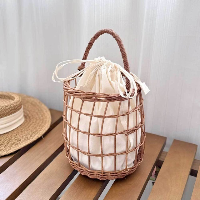 ラタンバッグ 布付き （RTA-909）