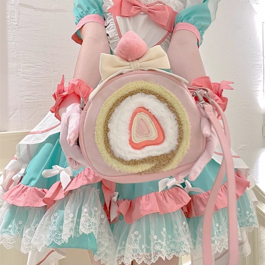 サブカル 服 地雷系 通販 バッグ ラージサイズ イチゴ ロールケーキ 原宿スタイル かわいい 服
