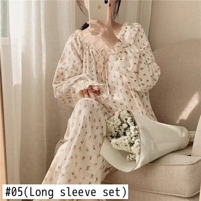 5 s 女性のかわいい花スリープドレスパジャマセットヴィンテージ花柄