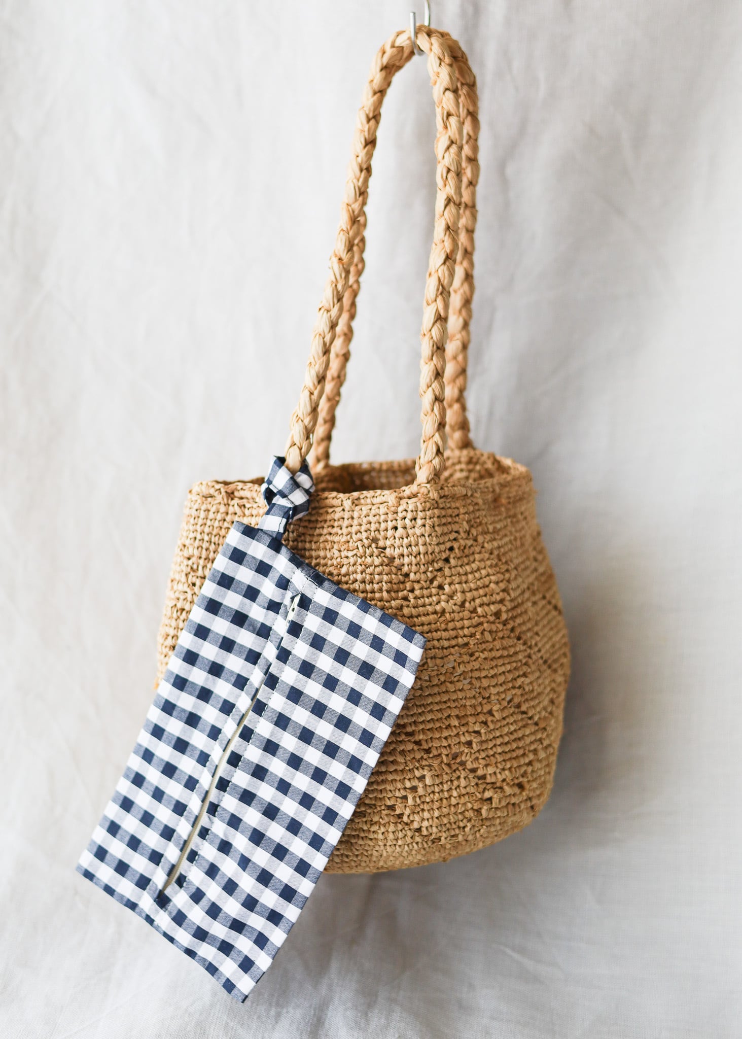 NORO - MADRAGUE DAMIER ラフィアかごバッグ S - Tea | merle 