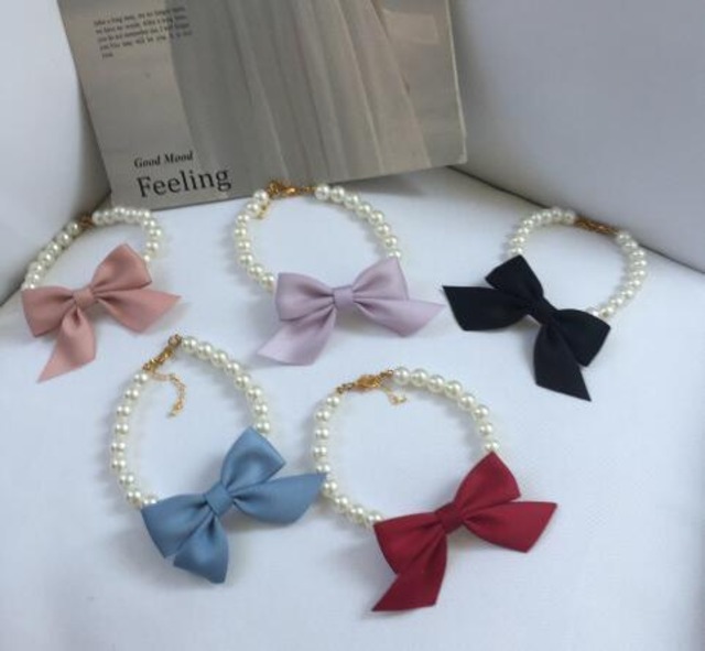 《予約》№210826 BIGパールのリボンネックレス