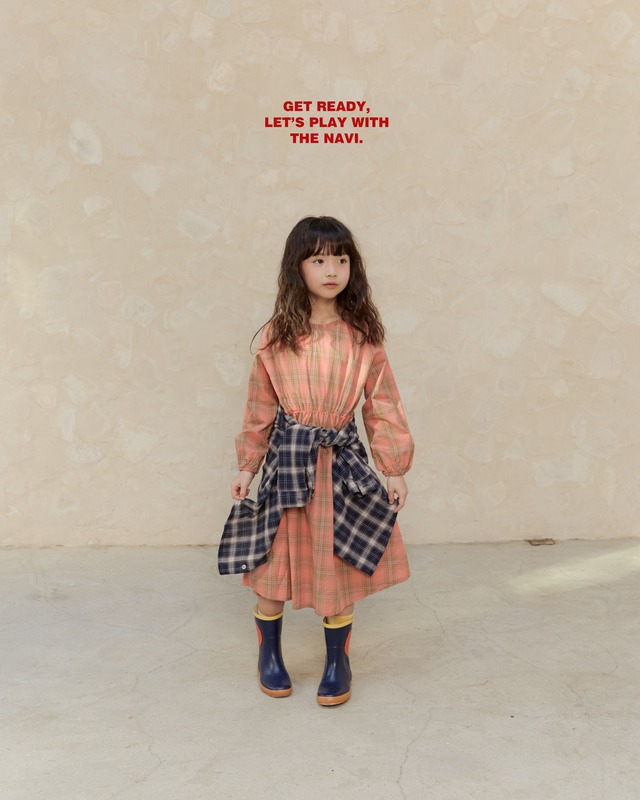《送料無料》予約:チェックワンピース【navi】※ジュニアサイズ