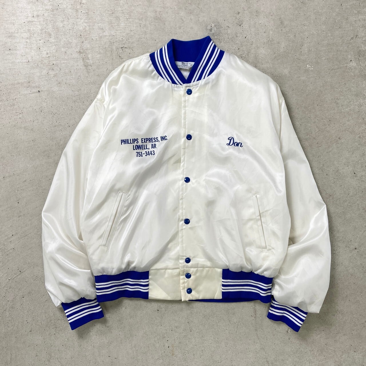 90年代 USA製 WEST WIND ナイロンスタジャン 企業ロゴ メンズL 古着 