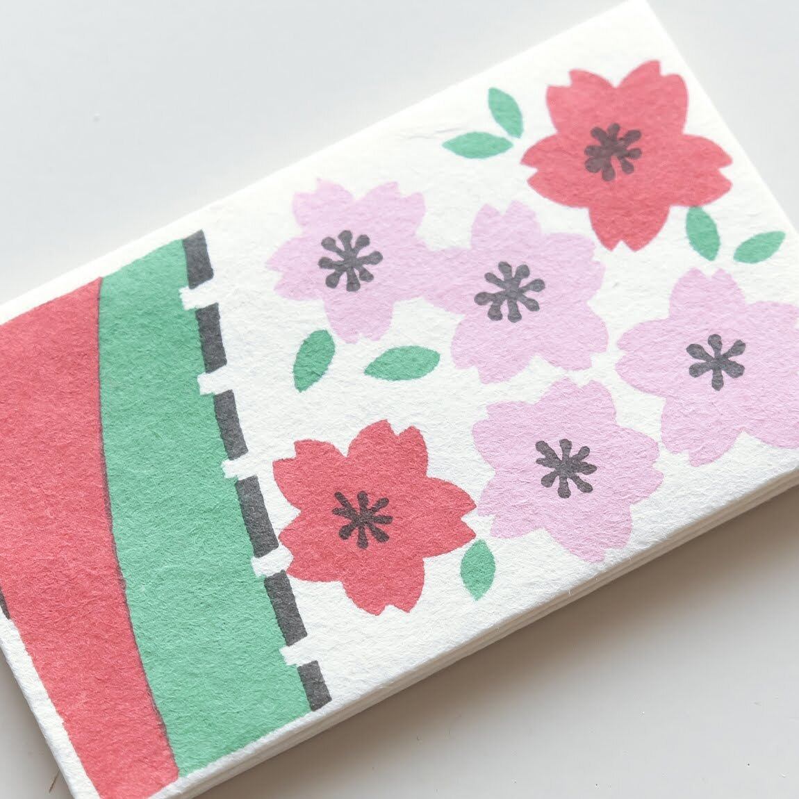 手摺り型染めぽち袋 花札桜 | 羅工房 ｜京都 雑貨