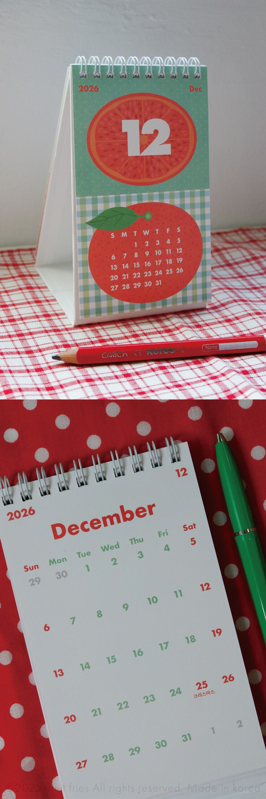 fruit fries】2026 カレンダー（卓上型） | 韓国文具・雑貨 kaulcoffee