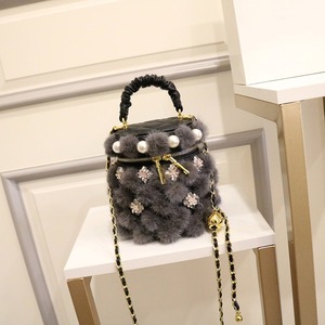 フェイクファー パールビジュー バケツバッグ 2 col00405