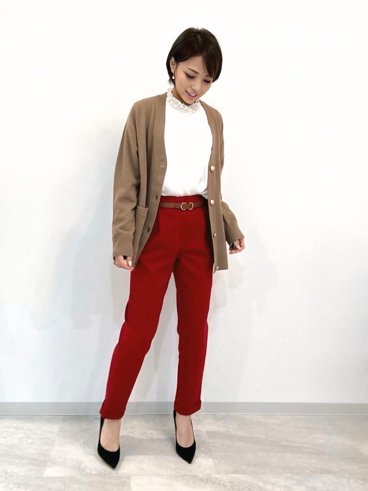 ゴールドボタンカーディガン