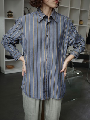 〈vintage〉navy stripe shirt
