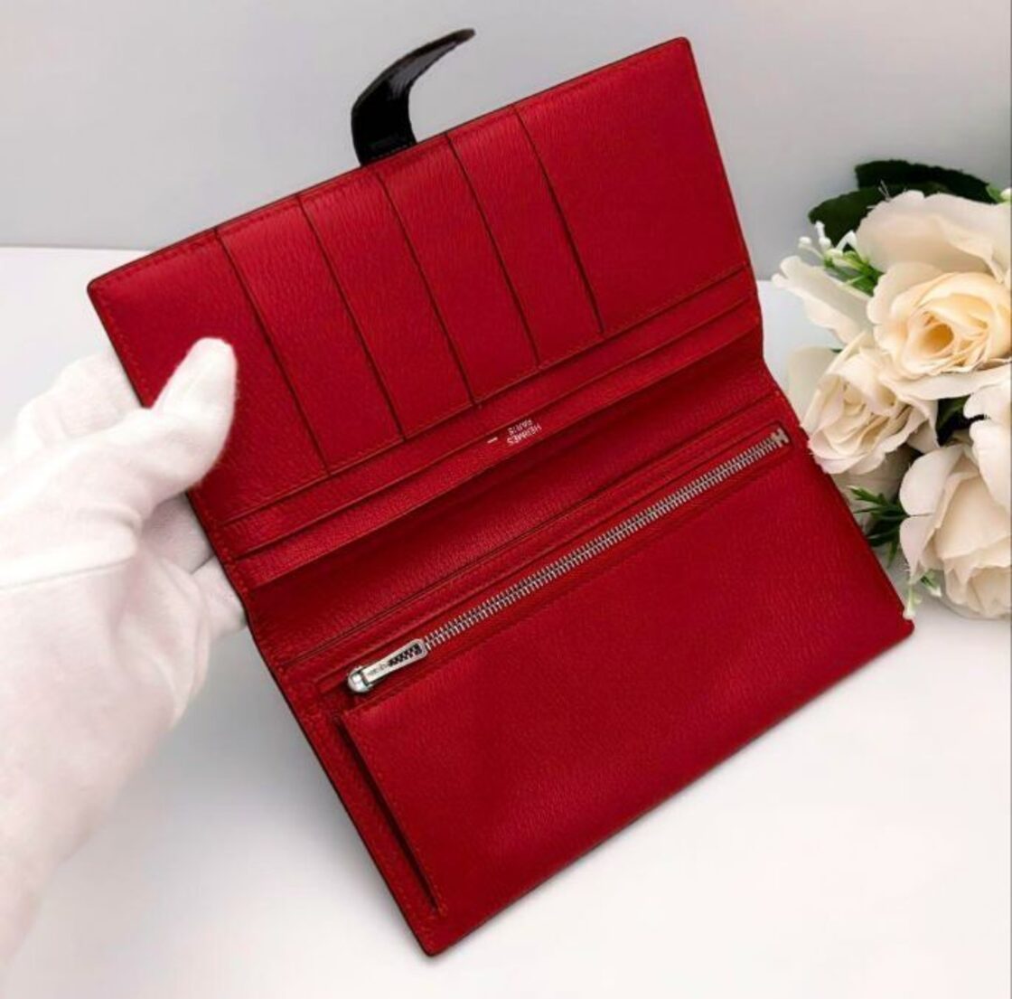 HERMES エルメス リザード べアン バイカラー 黒 長財布 | Pay ID