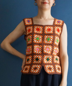 【送料無料】70's Crochet vest