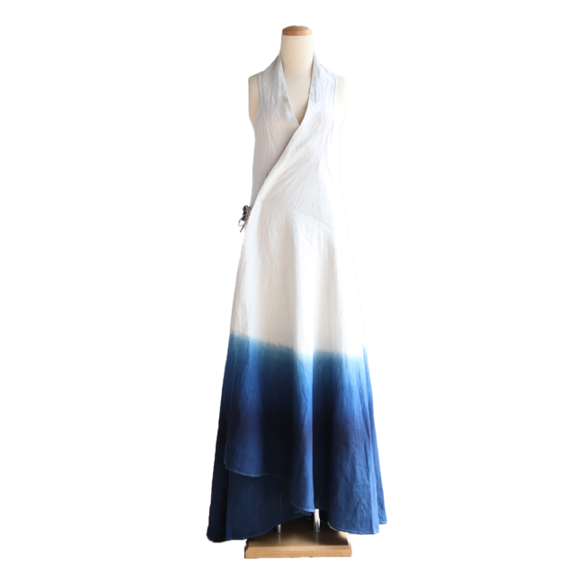 琉球藍染 ロングラップドレス　| グラデーション