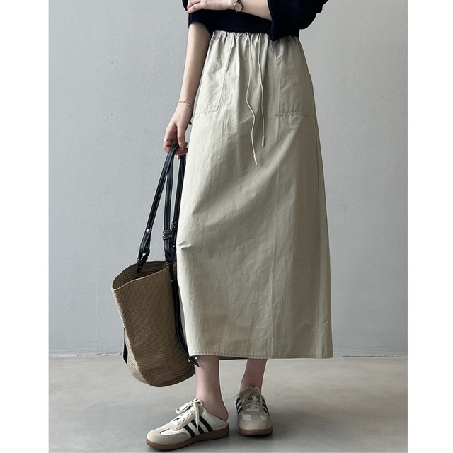 A-Line drawstring long skirt ◇3colors s1942