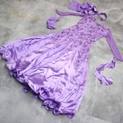 社交ダンス 衣装 スタンダード ドレス ワンピース パーティ衣装 パープル系 紫 prima boutique プリマブティック スパンコール レース 舞台映え フロートデザイン 二重スカート ふんわり シルエット 軽やか スタイリッシュ ドレスアップ おしゃれ イベント用 ダンス衣装 モダン社交ダンス 競技用 洗練された きらめき クラシック エレガント 艶やか 体型カバー 女性用