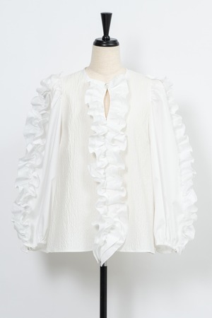 Bumpy Frill Blouse WHITE