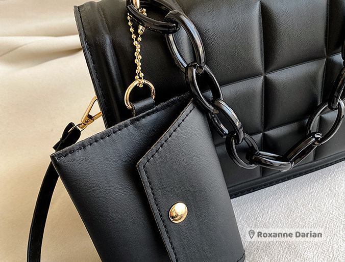 韓国デザイン スクエア カセット キルティング ハンドバッグ BAG 高級カセットバッグ キルティングバッグ ポーチ付きバッグ