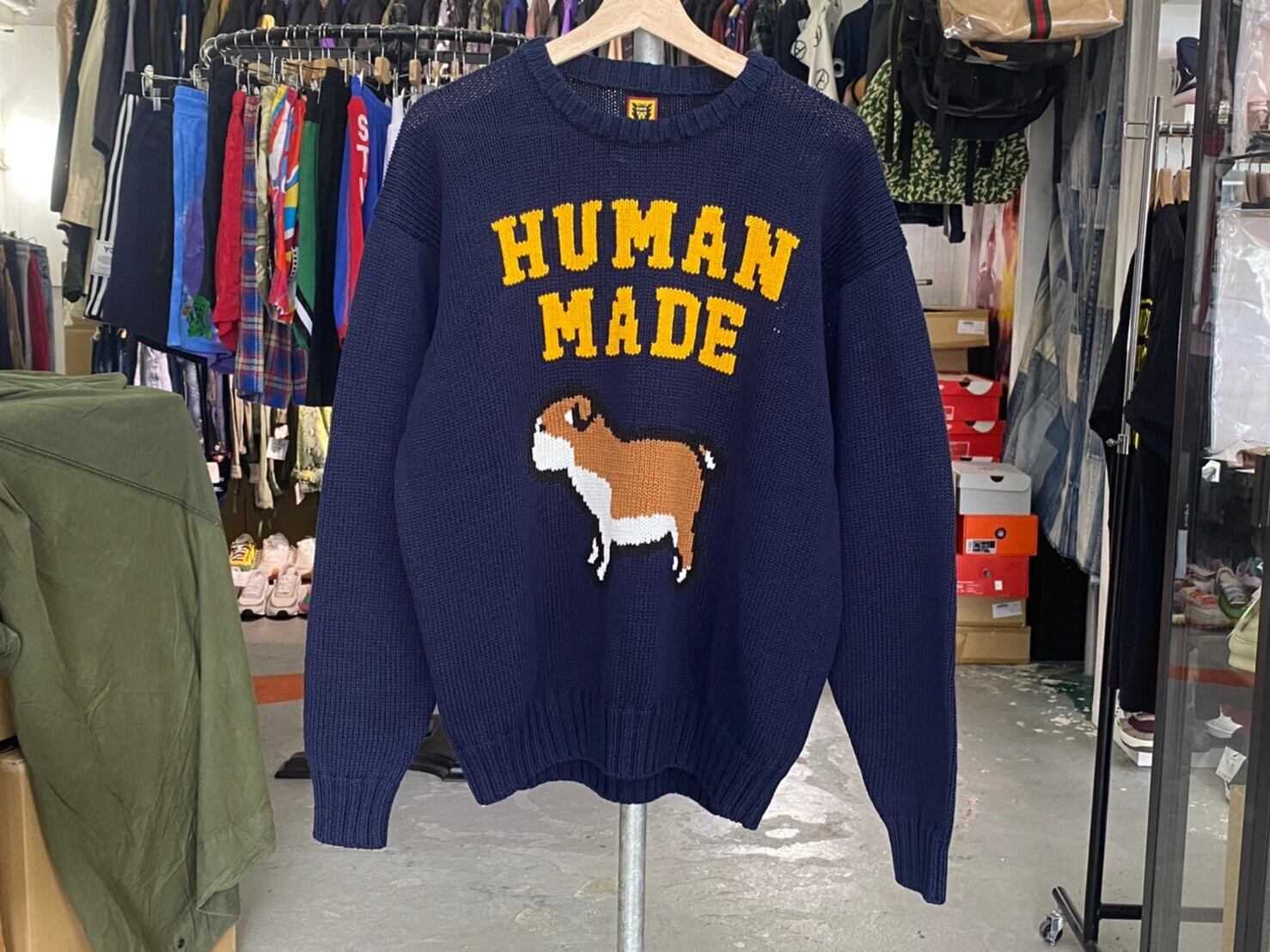 HUMAN MADE COTTON KNIT SWEATSHIRT LARGE NAVY 96896 | BRAND BUYERS  