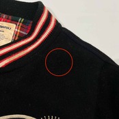 80s vintage MEN'S BATSU メンズバツ 豪華刺繍&ワッペン 裏タータンチェック 袖革スタジャン M相当/ブラック