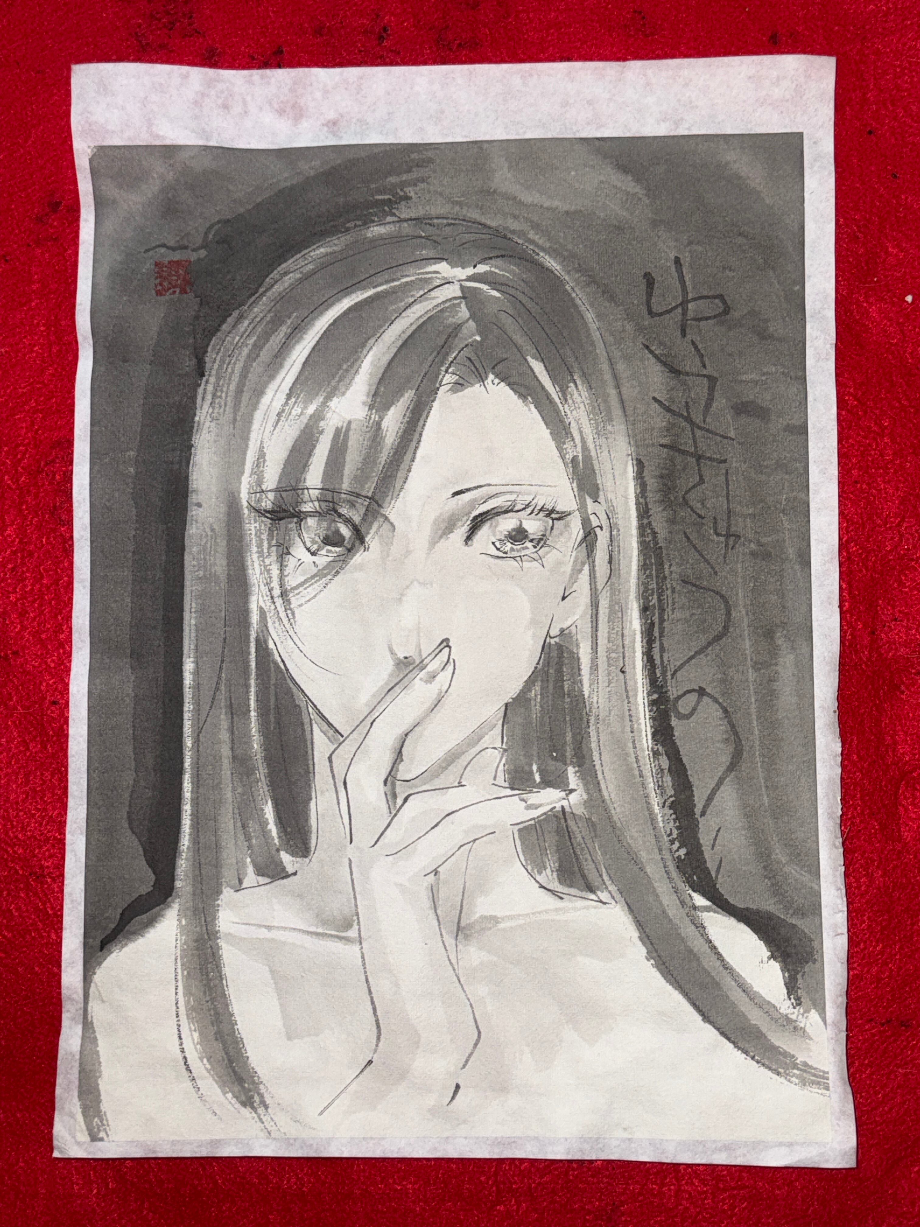 肉筆画 墨絵 水墨画 原画 現品限り 初音ミク | まさい屋