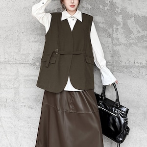 RELAXED V-NECK SIDE TIE TAILORED VEST M-18109