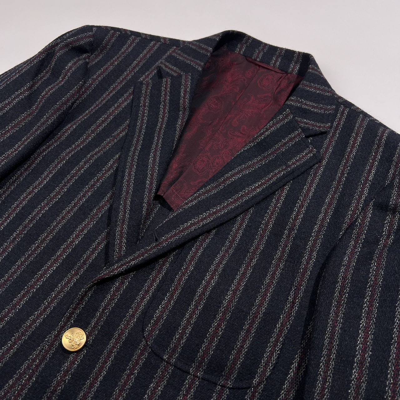 THE COLLECTION VAN JAC ヴァンヂャケット ストライプ 金ボタン オーダー 段返り3B ブレザー ジャケット EL B5 /紙タグなし/未使用品