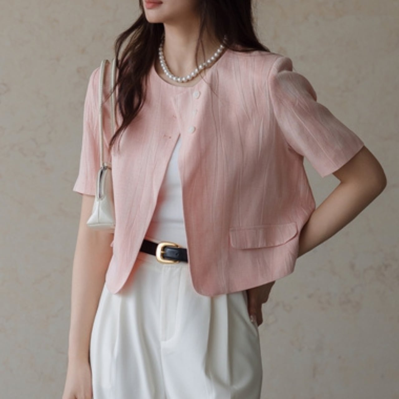 Pink short sleeve jacket S1253