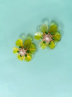 クリアイエローフラワーイヤリング