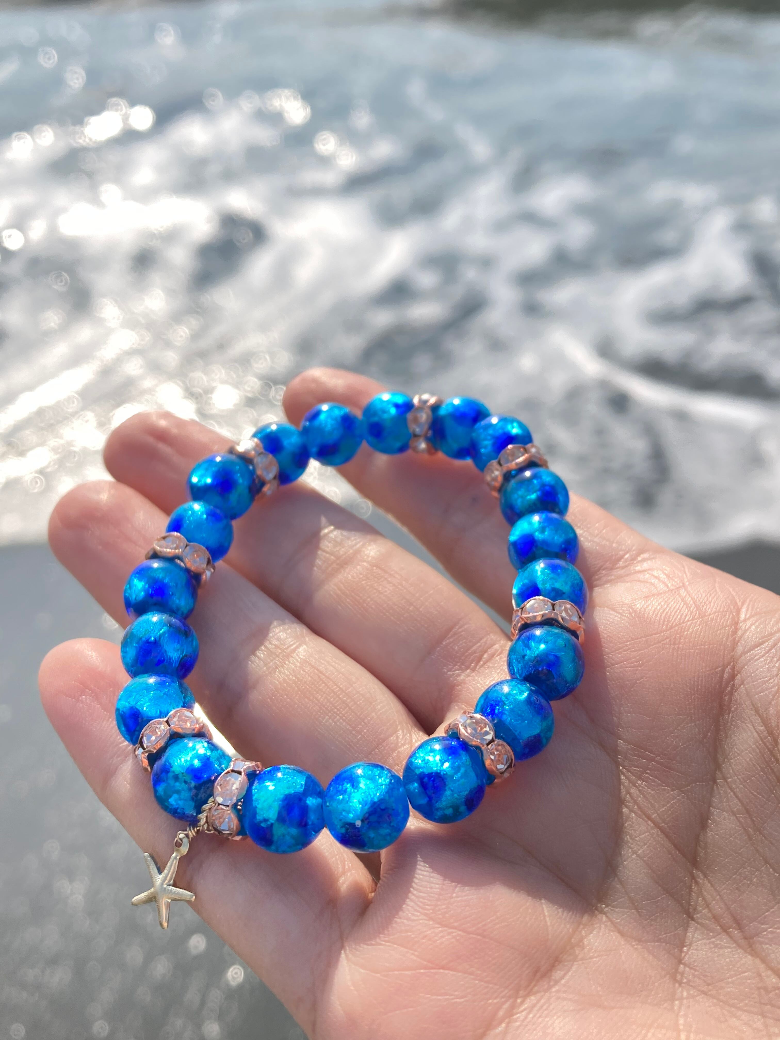 ホタルガラスの海ブレスレット | ever blue