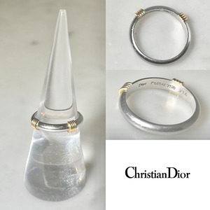 vintage CHRISTIAN DIOR pt × k18 band ring