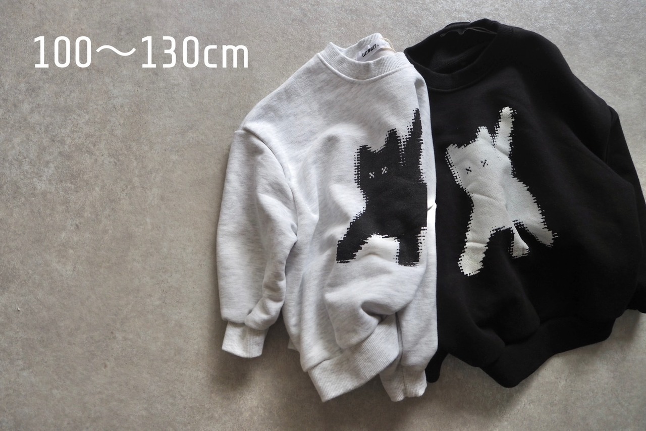 【elly molly】shadow cat トレーナー (White)100〜130cm【230915el】 - 2