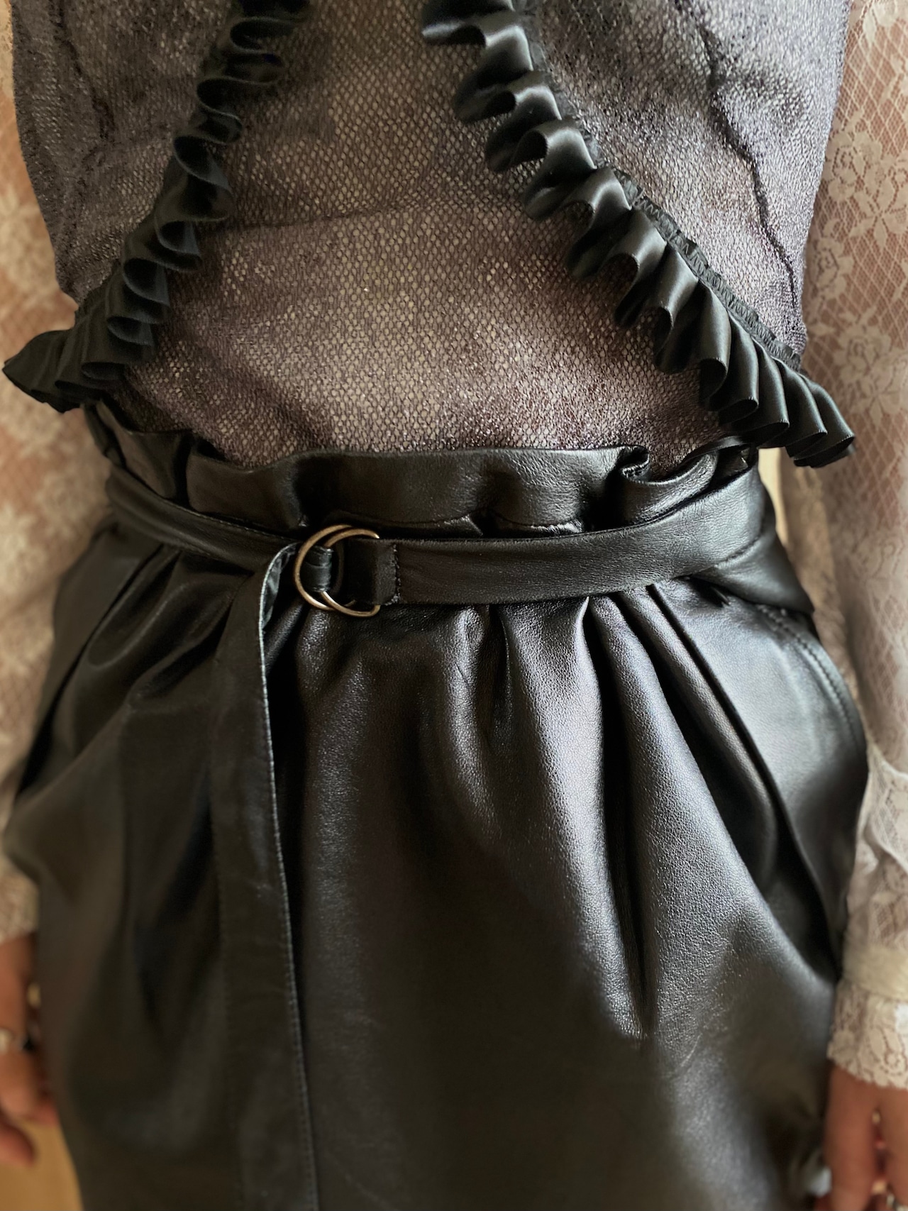 MADE IN BULGARIA lamb leather mini skirt-4213-6