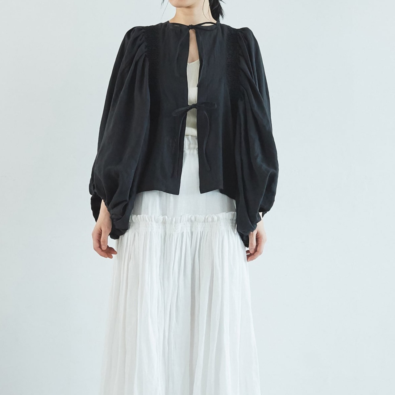 Hériter(エリテ) hand smocking blouse リネン ハンドスモッキングブラウス