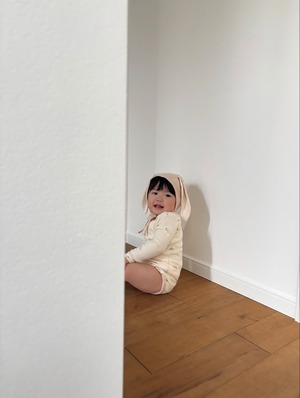 【ikii】うさ耳ベビーボンネット＆ロンパースセット（70／80／90cm）